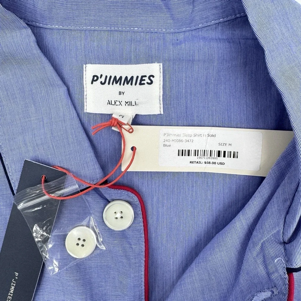 P'Jimmies by Alex Mill Sleep Shirt in Solid Blue Men's size Medium